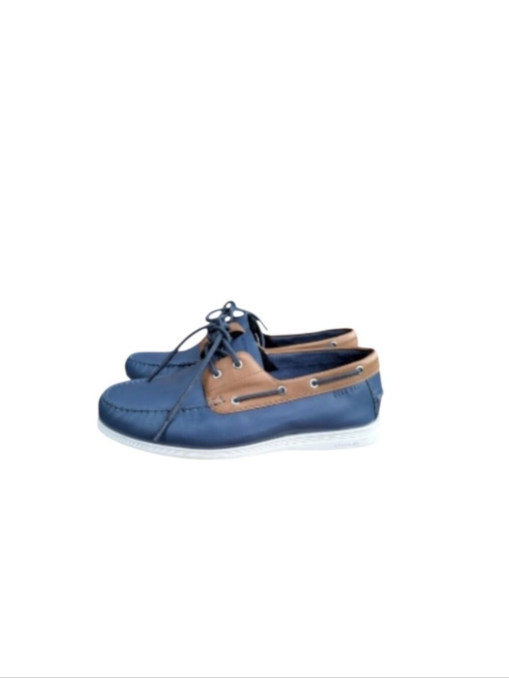 Cole Haan Leather Cornell 2 Eye Blue Brown Boat Shoe Loafer Preppy Dress Men 9 - Picture 3 of 11